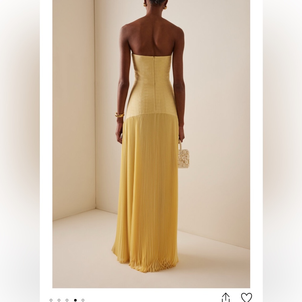 Alexis Strapless Pleated Yellow-Gold Evening Gown - Picture 4 of 13